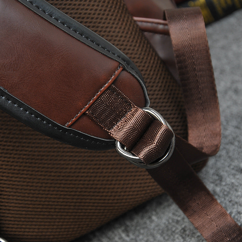 Classic Brown Leather Laptop Backpack