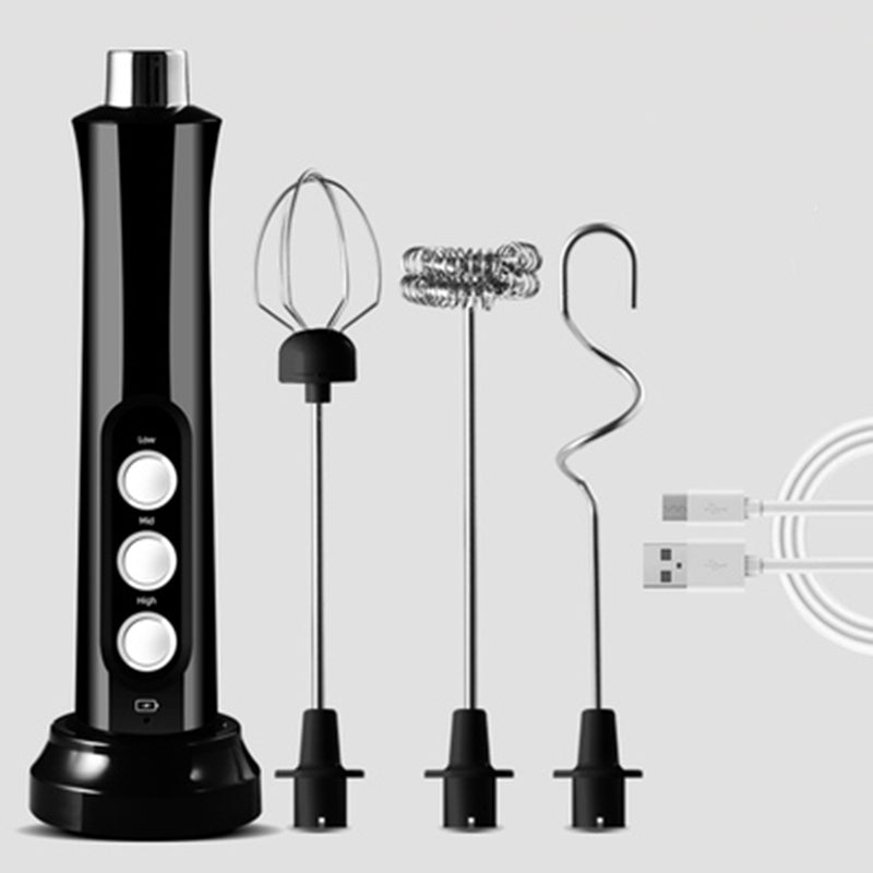 Electric Milk Frother with 3 Speeds & Multiple Tips