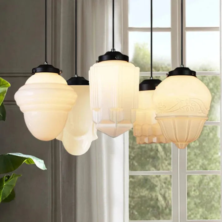 Vintage Retro Pendant Lamp with Glass Shade