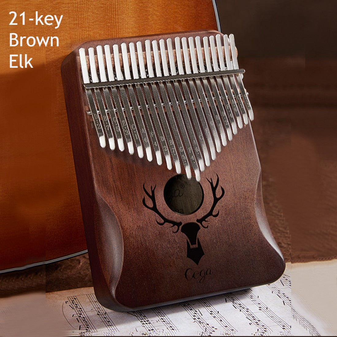 Compact Kalimba Instrument with 21 Keys and Wooden Base
