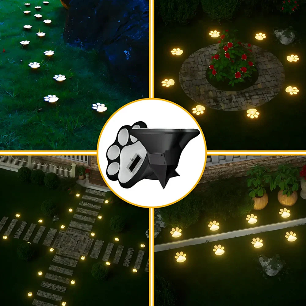 Outdoor Solar Powered Animal Paw Garden Lights