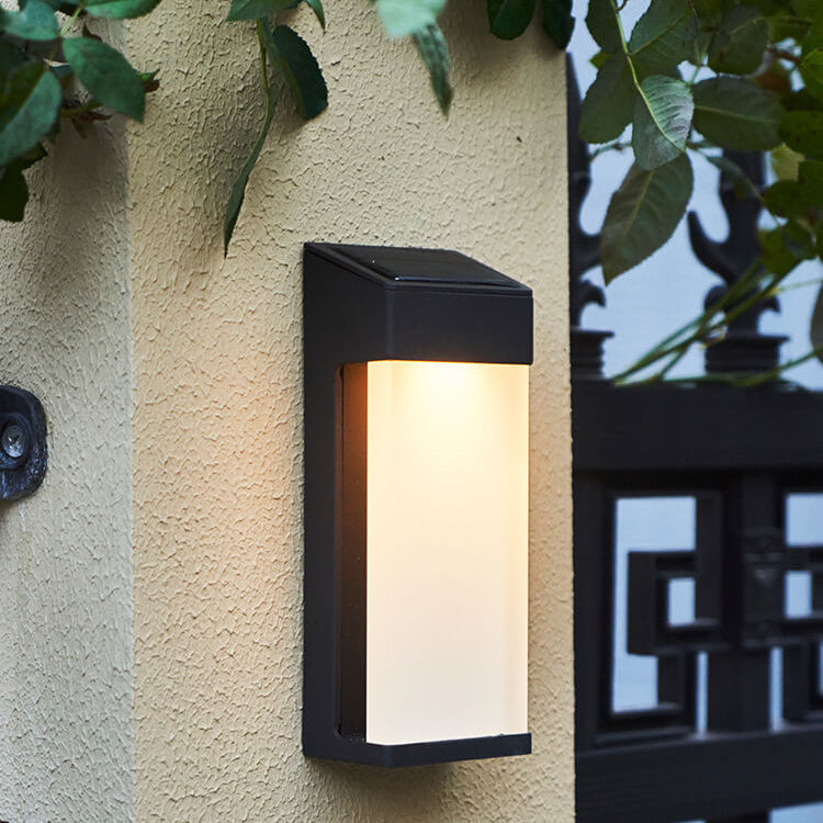 Contemporary White Glass Outdoor Solar Lamp