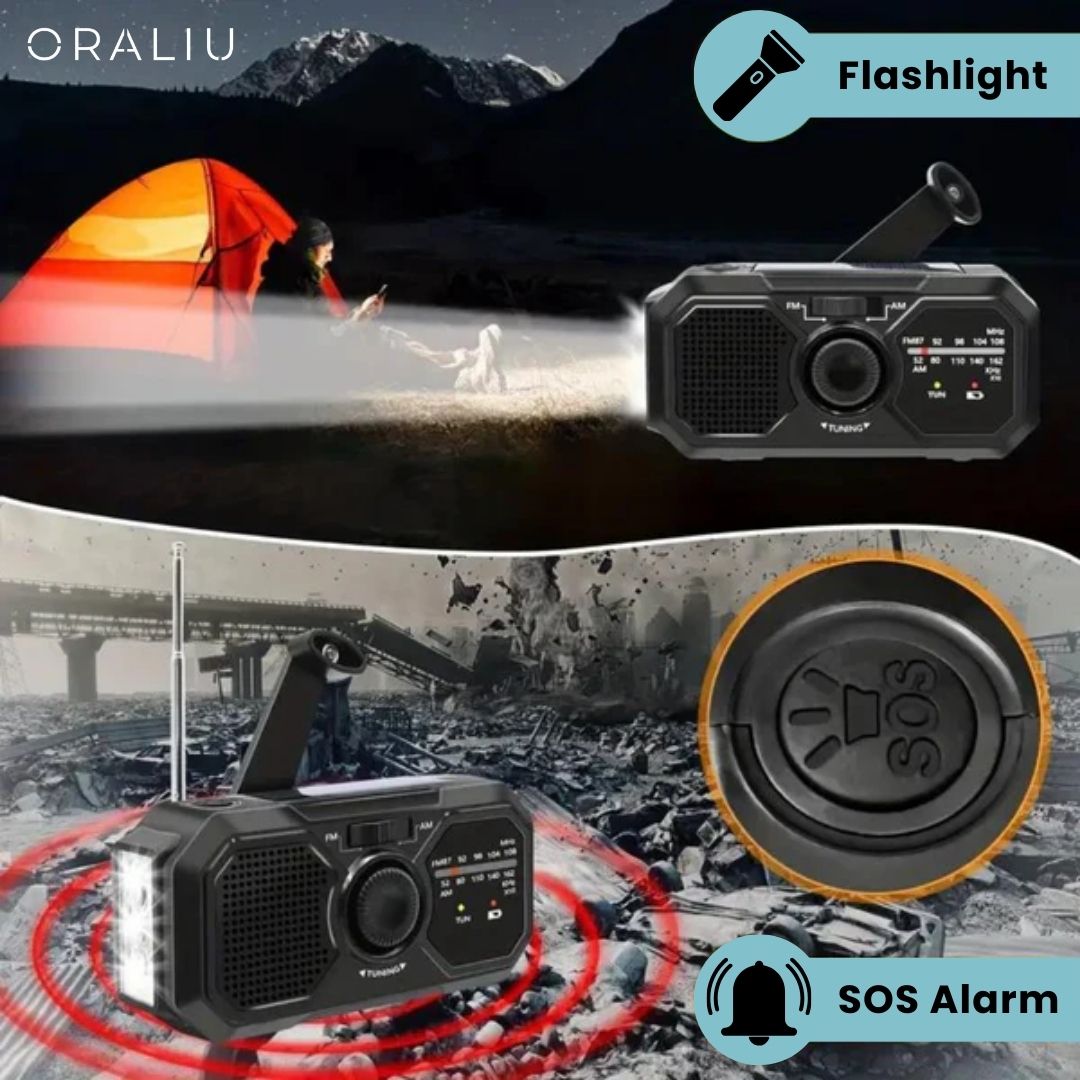 Compact Solar Hand Crank Emergency Radio