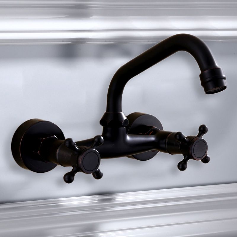 Classic Black Bathroom Sink Faucet Wall Mount Style