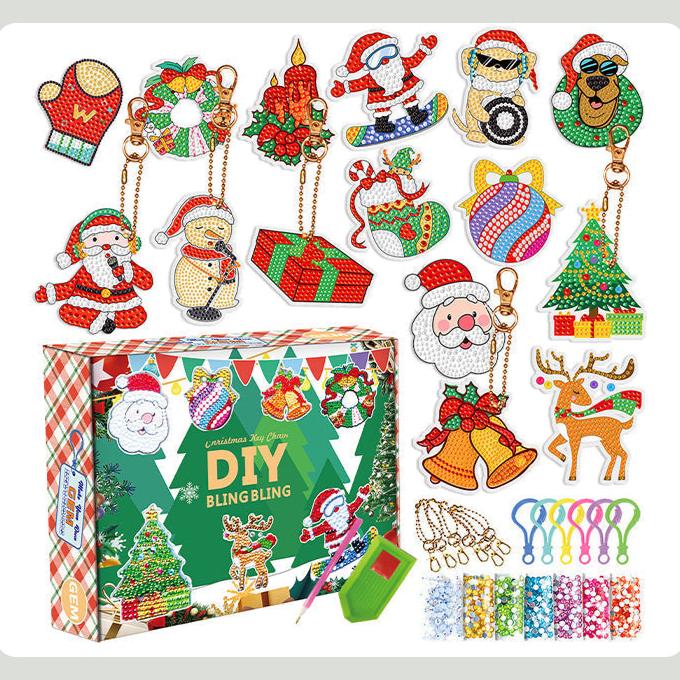Fun Xmas Diamond Painting Keychain Kit
