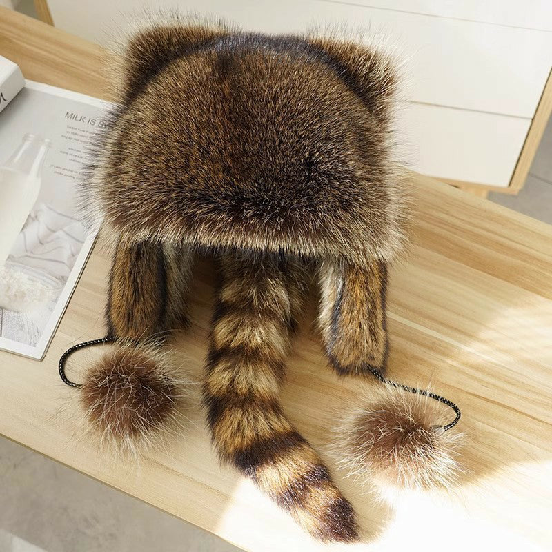 Adorable Faux Fur Raccoon Family Hat