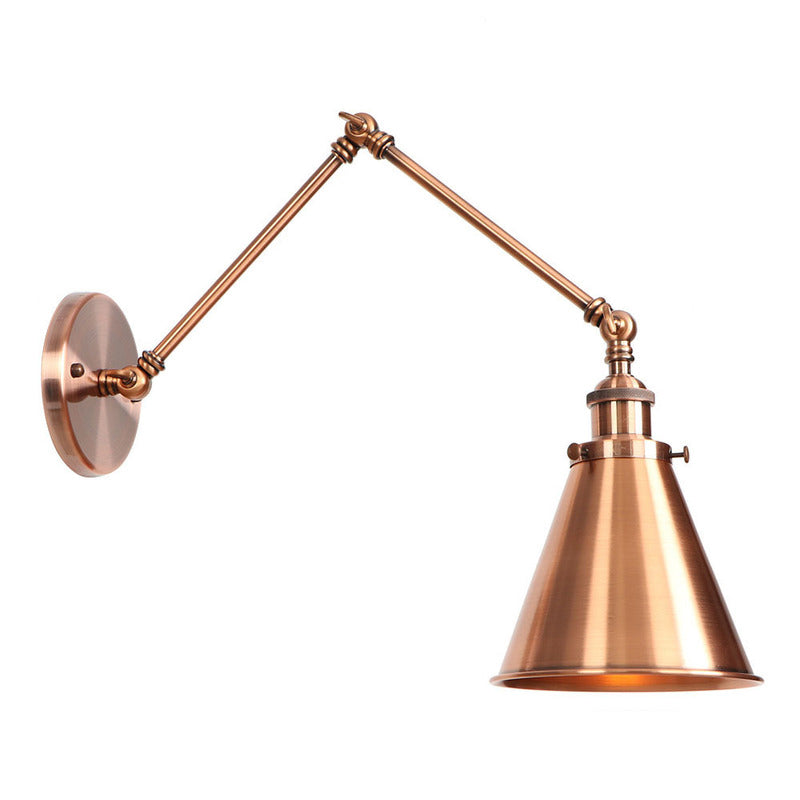 Industrial Metal Swing Arm Wall Lamp with Copper Shade
