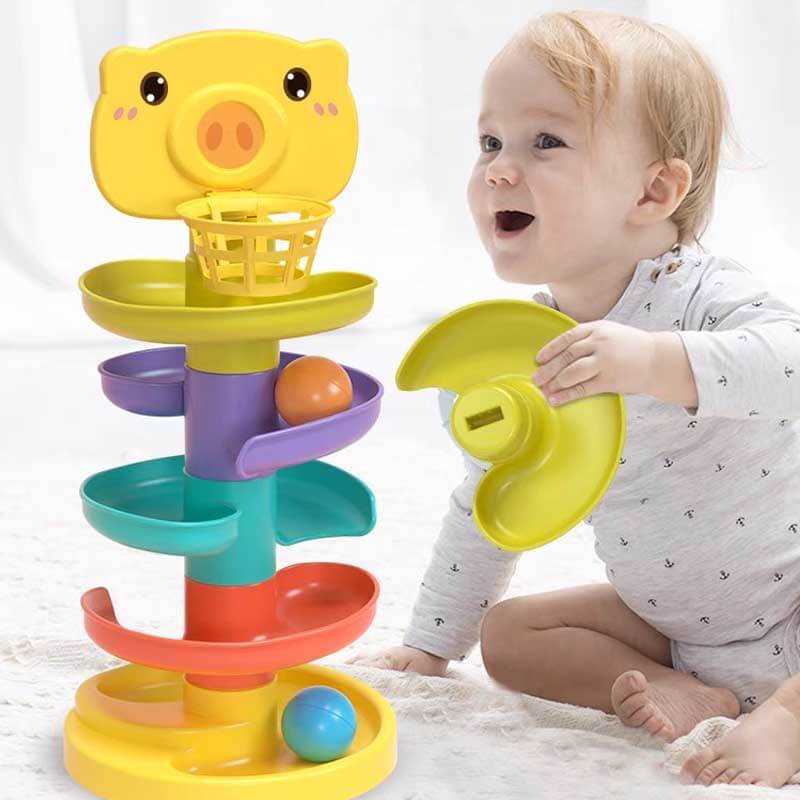 Colorful Spinning Stacking Toy with Rolling Balls