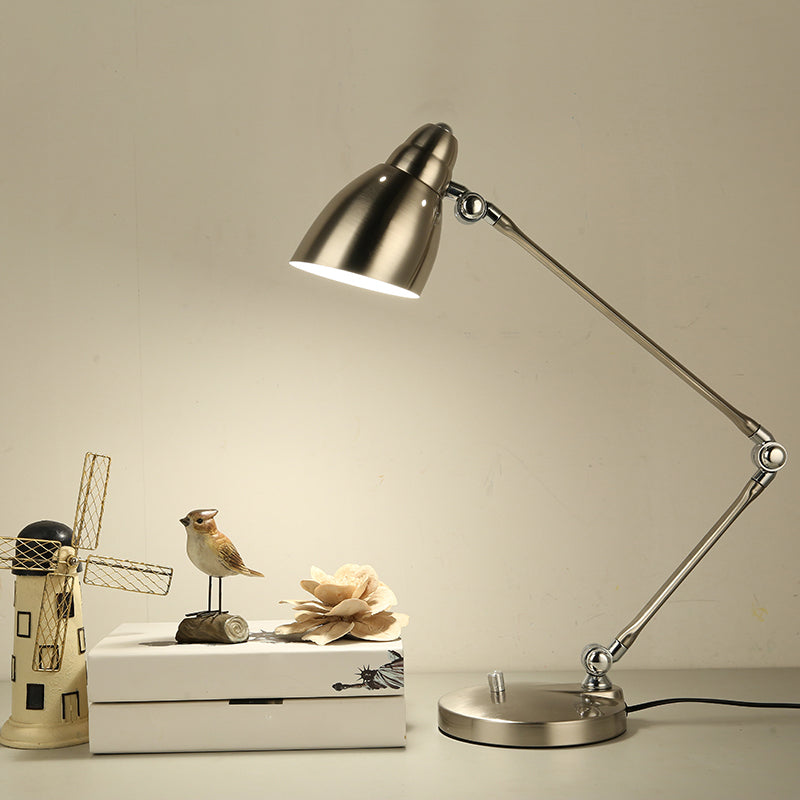 Metal Adjustable Desk Lamp with Round Clock Shade