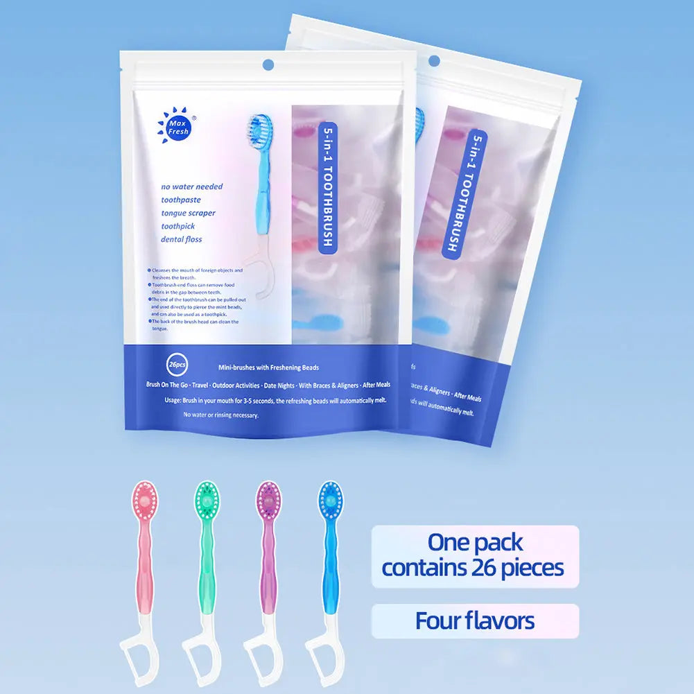 Portable 5-in-1 Travel Toothbrush Kit