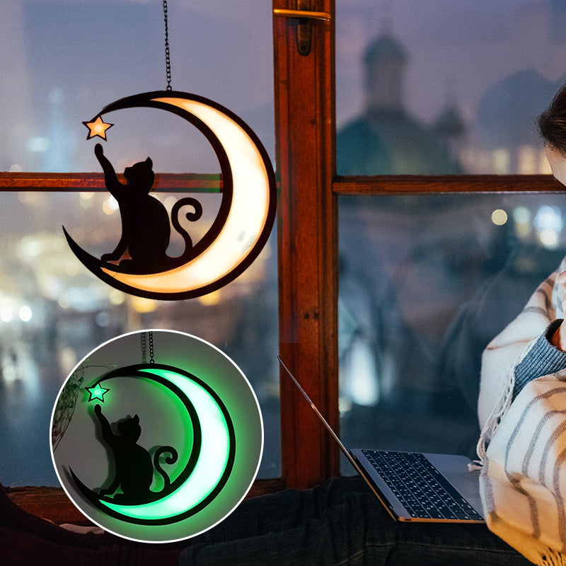 Cute Moon Cat Acrylic Pendant Necklace