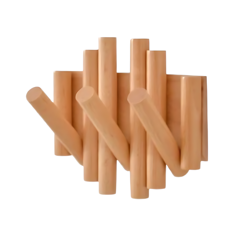 Rustic Wooden Coat Hooks - Fesara