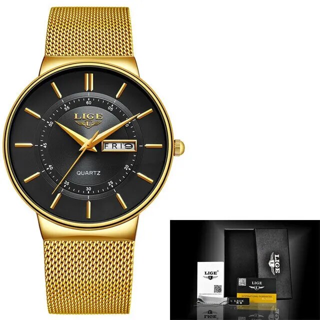 Slim Men's Waterproof Stainless Steel Quartz Watch