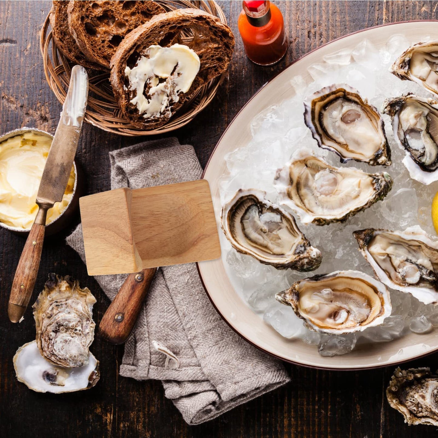 Premium Oyster Opener Shell Clip & Stainless Steel Knife Set