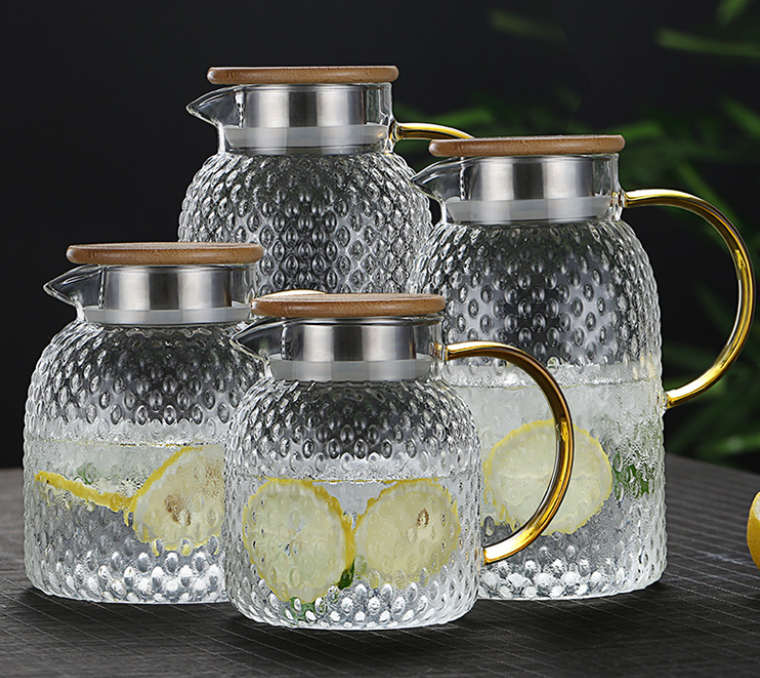 Insulated Glass Infuser Water Pitcher with White Design