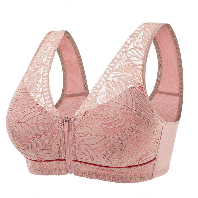 Simple Lace Bralette with Zip Front Closure