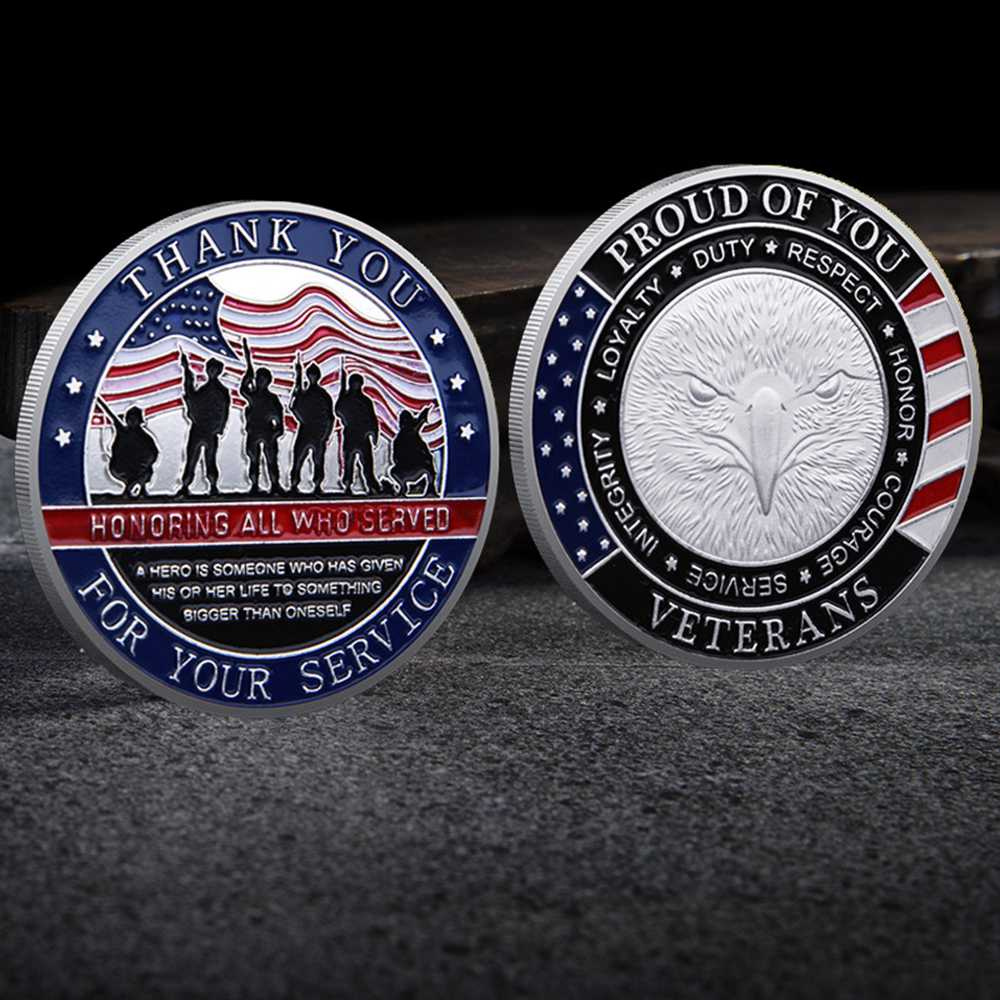 Patriotic Gold Silver Challenge Coin Set Military Gift