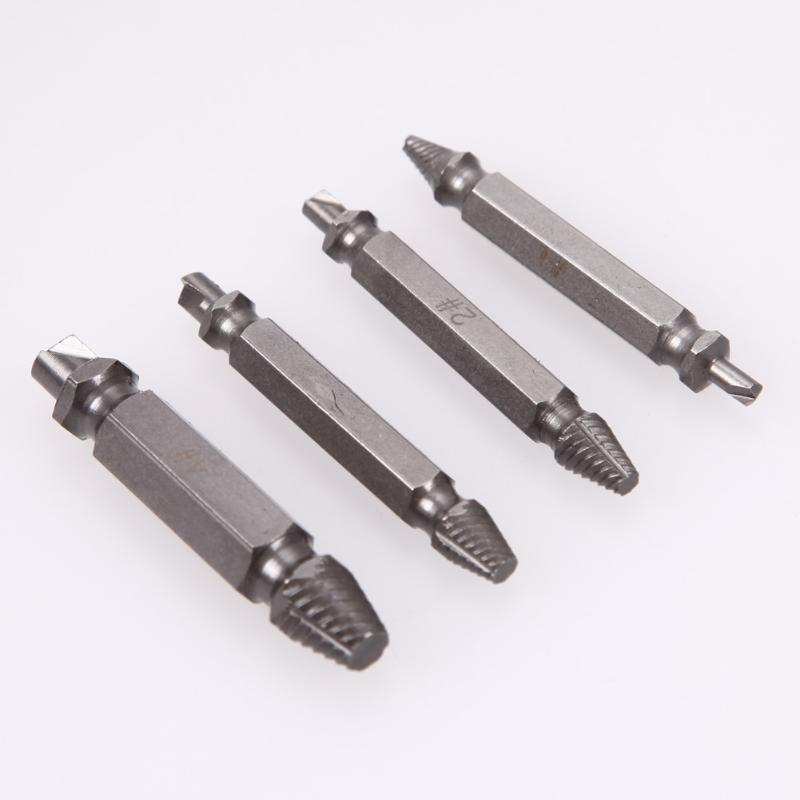 Easy Out Screw Remover 4Pc Set Double Ended Drill Bits