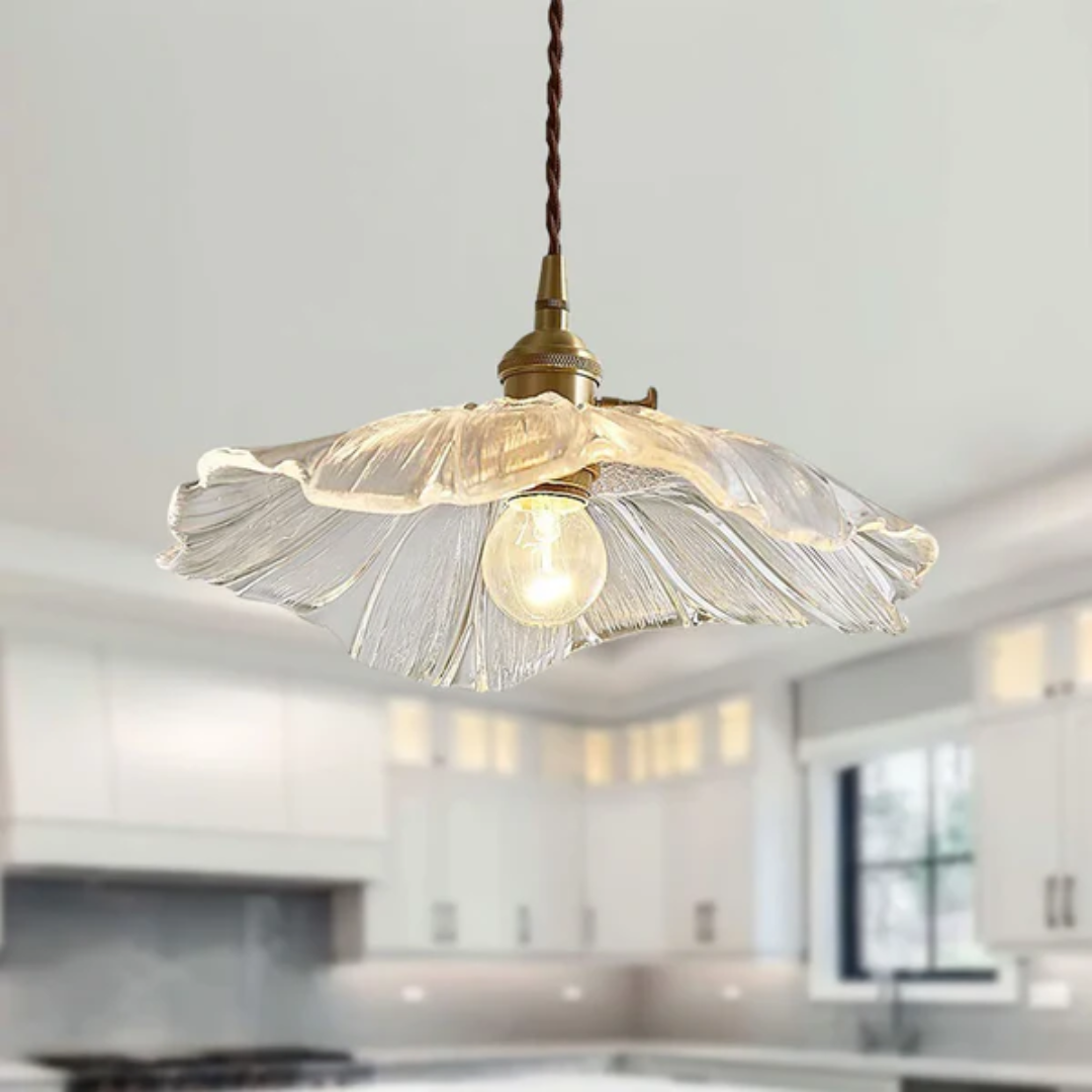 Vintage Floral Hanging Glass Lamp