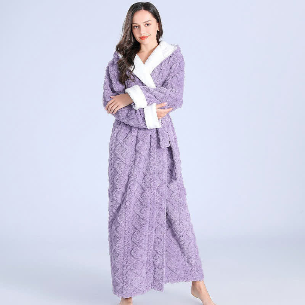 Plush Ladies Warm Hooded Robe