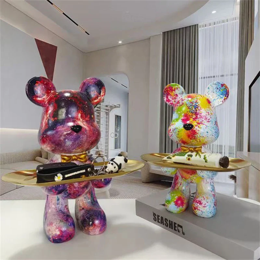 Colorful Street Art Bear Figurine