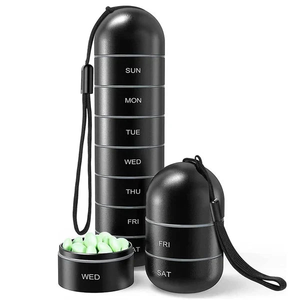 Waterproof Daily Pill Box with 7 Storage Compartments