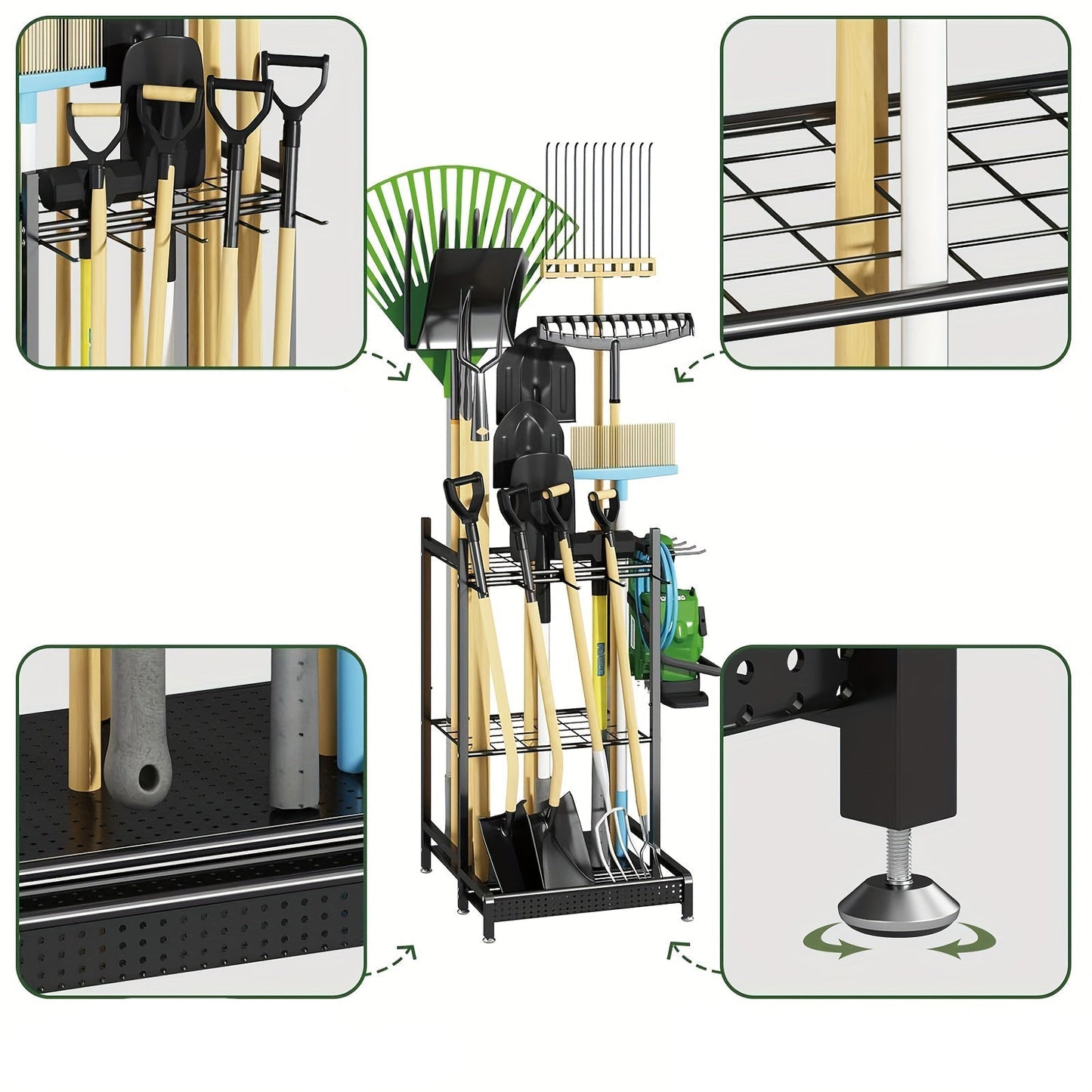 Strong Metal Garden Storage Rack – Outdoor Tool Holder