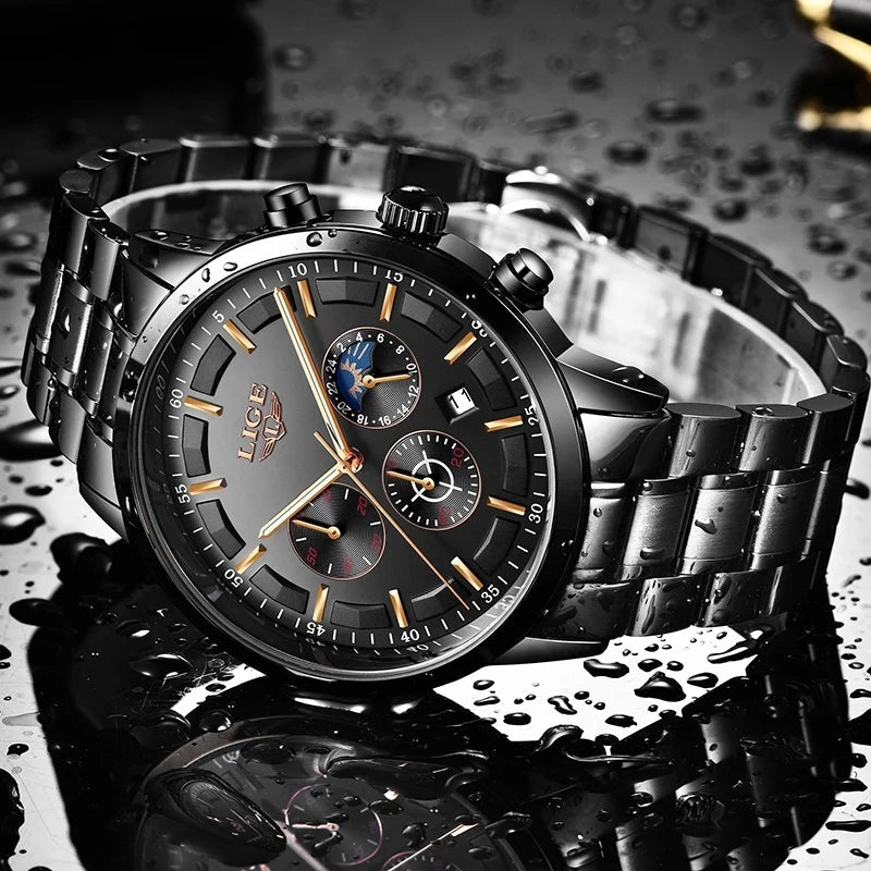 Tactical Black Metal Watch - Strong & Rugged