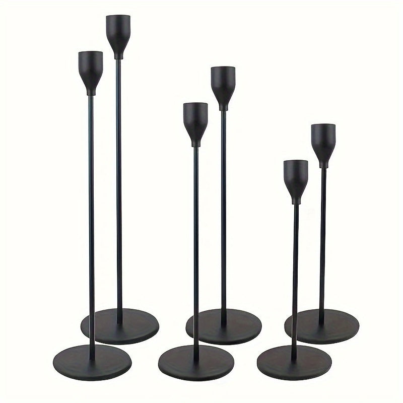 Luxury Black Gold Candle Holder Set