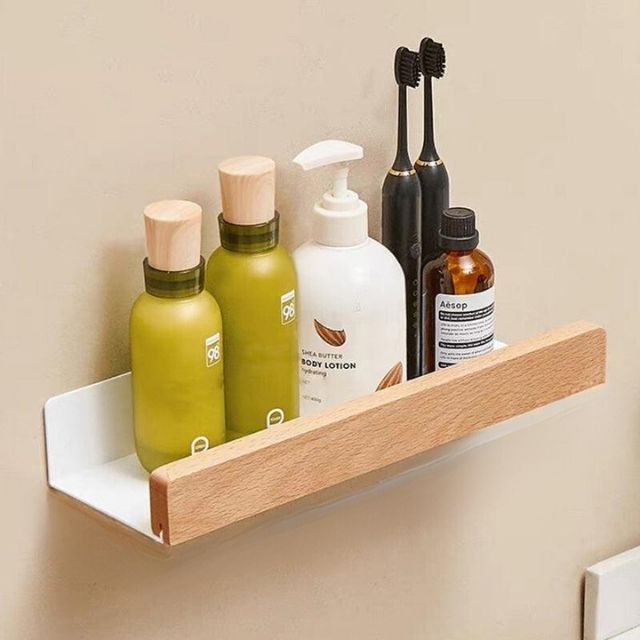 Easy Install Wooden Wall Shelf Storage Rack