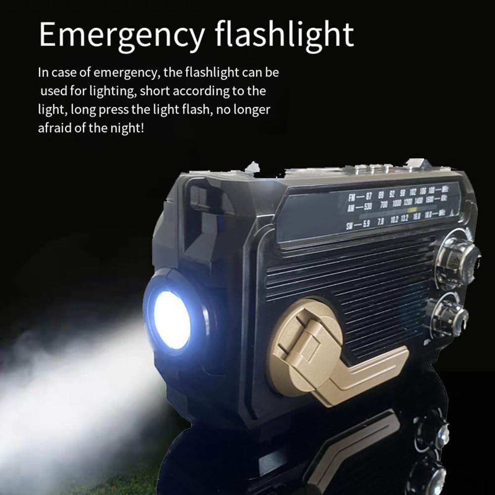 Portable Emergency Radio with Power Bank and Flashlight