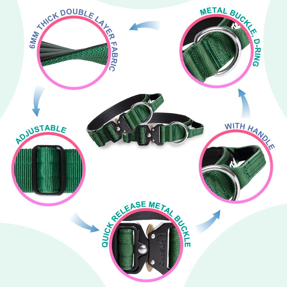 Durable Control Dog Collar with Handle – Strong Heavy Duty Collar