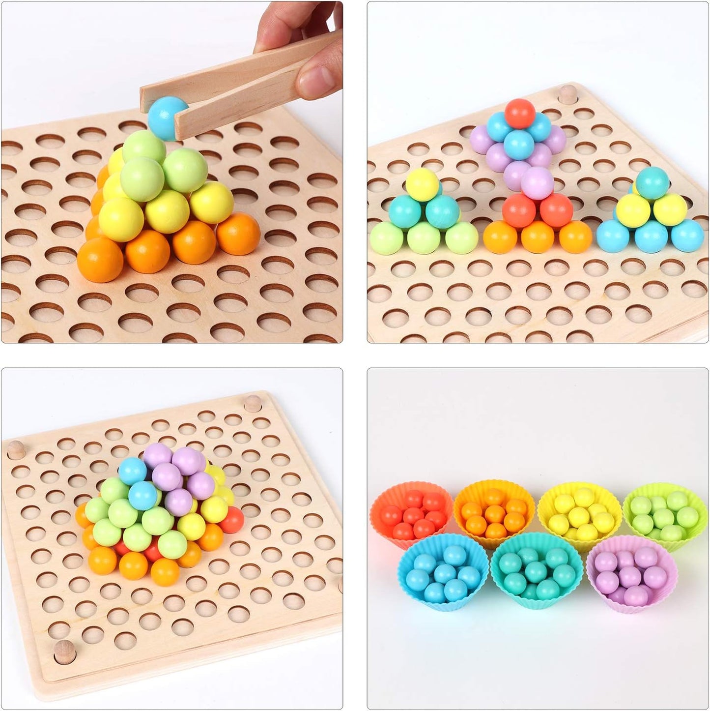 Wooden Bead Toy with Tweezers for Kids Learning Fun