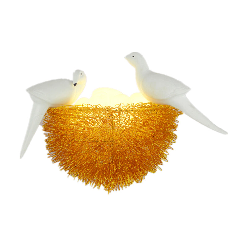 Luxury Metal LED Wall Lamp with White Bird Design