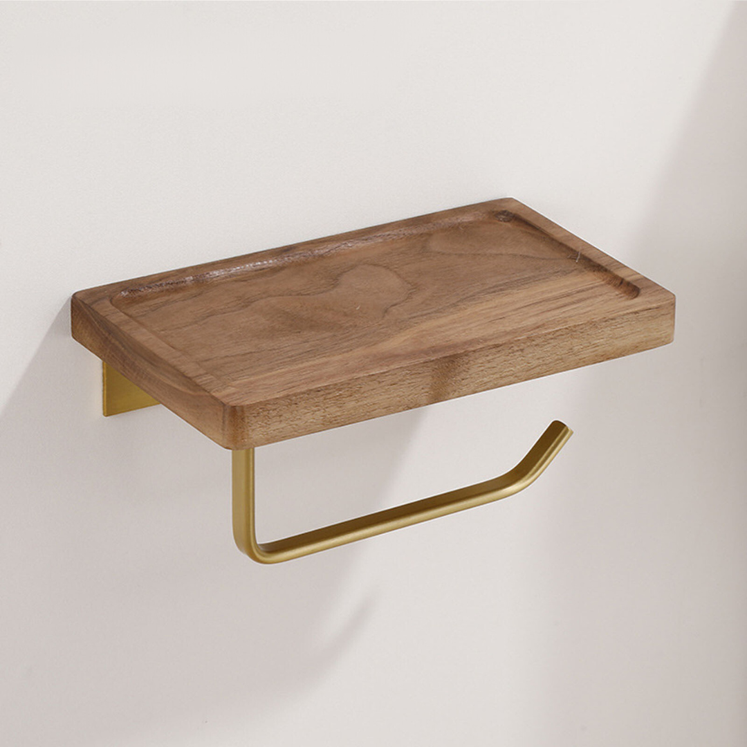 Luxury Bathroom Paper Holder in Wood and Metal