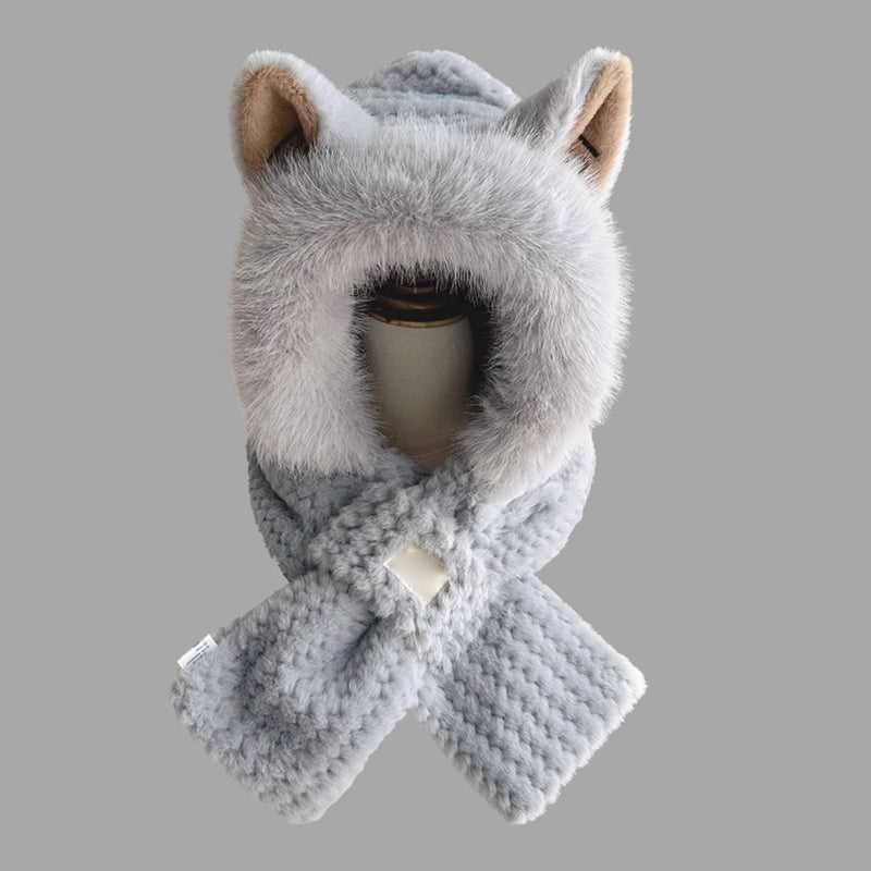 Cute Fox Ears Beanie and Scarf Set