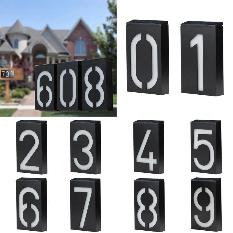 Solar Powered Illuminated House Number Sign