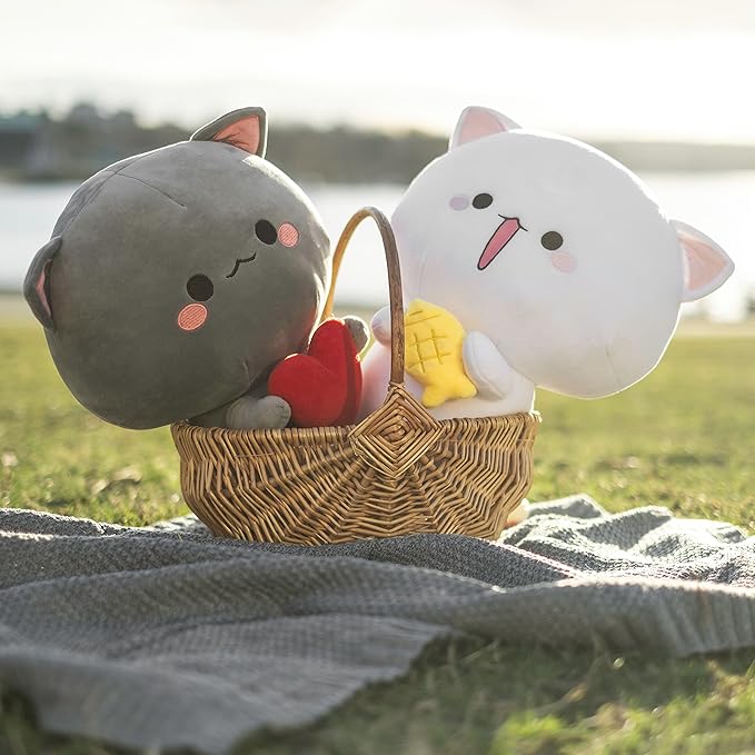 Cuddly Grey Kitten Plush Toy with Love Heart
