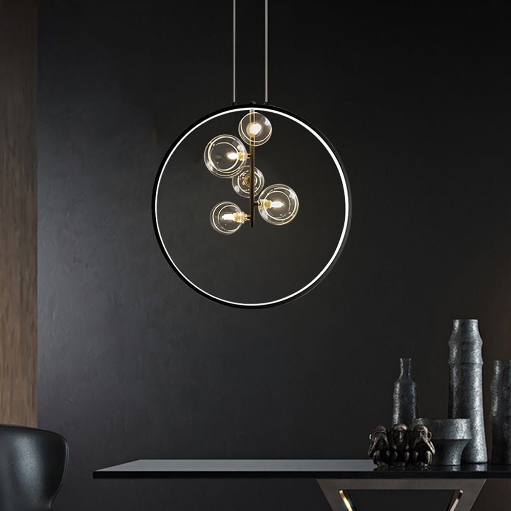Simple Round Glass Pendant Lamp Black