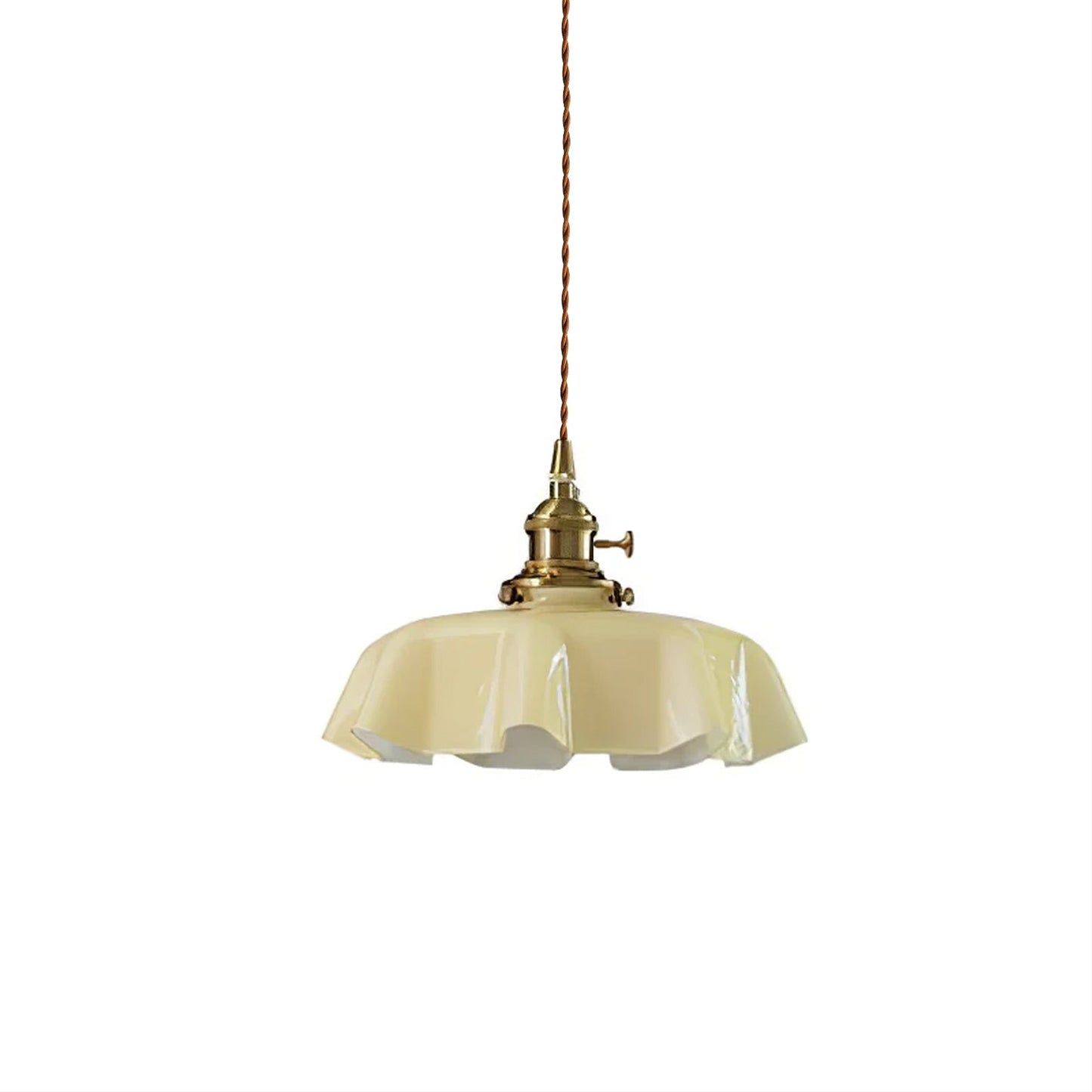 Elegant Ruffled Glass Metal Pendant Lamp