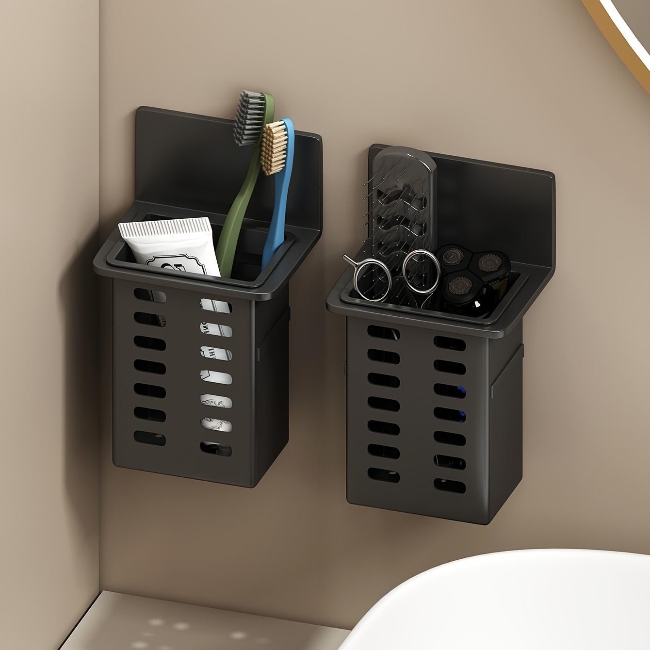 Sleek Wireless Cosmetic Wall Holder