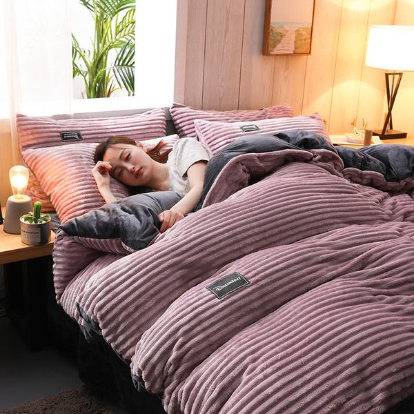 Plush Corduroy Velvet Comforter Bed Set