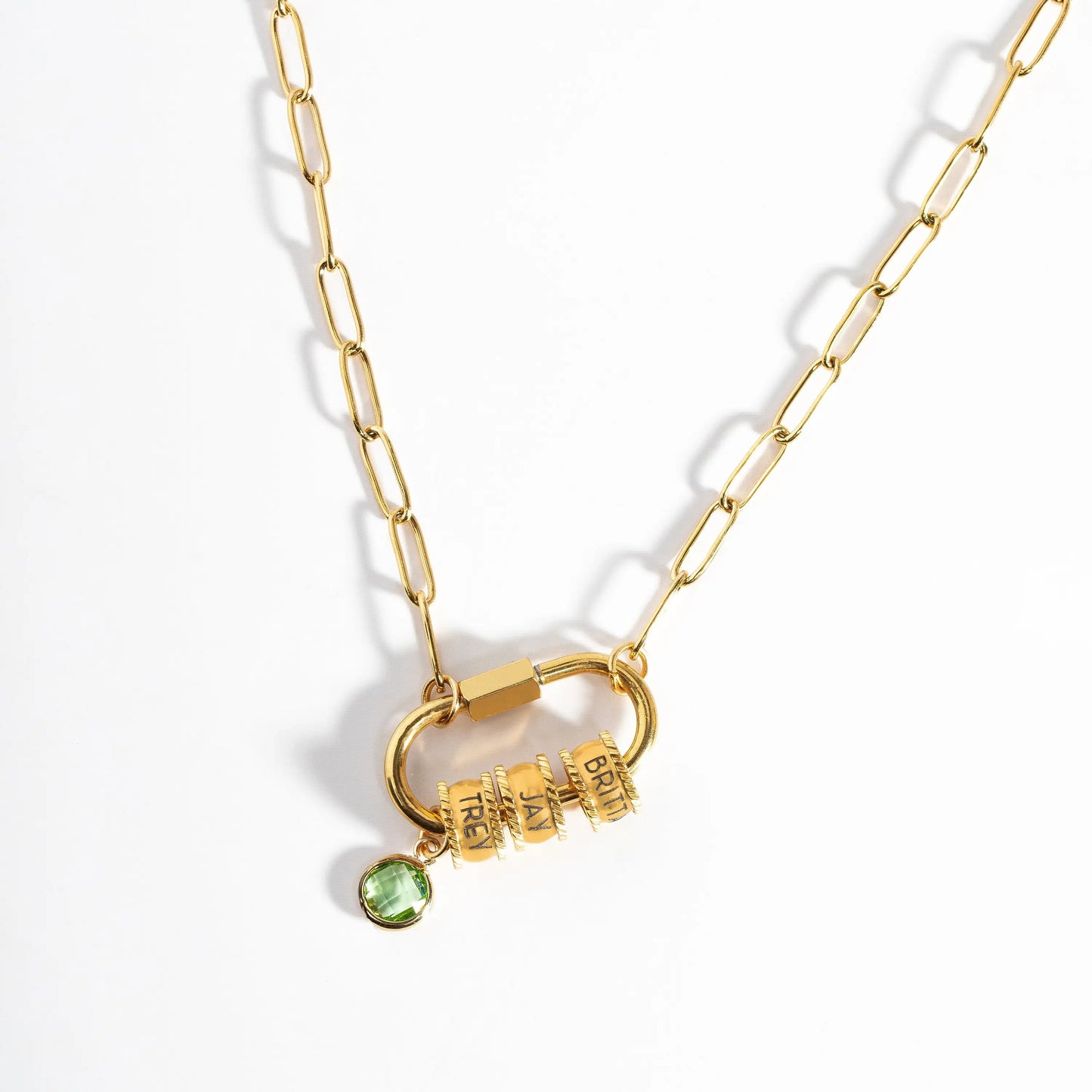 Customizable Carabiner Birthstone Name Necklace