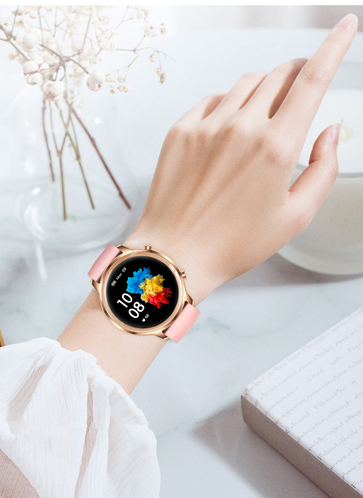 Slim Women's Smartwatch with Fitness Tracker & Alerts
