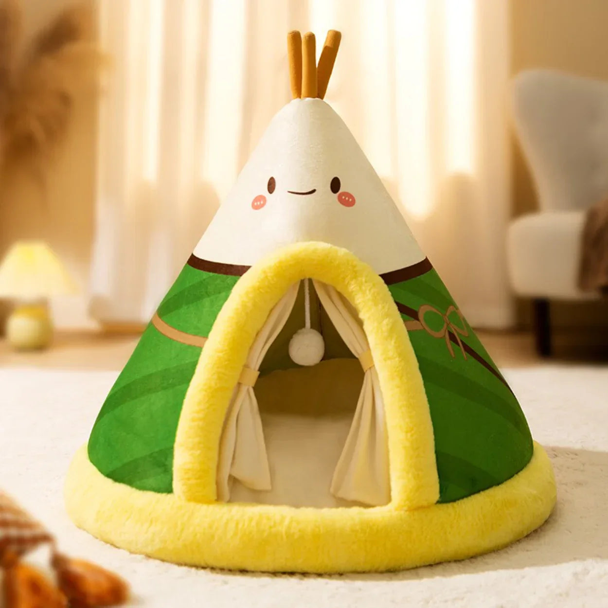 CozyNest | Elegant Soft Fleece Heated Cat Tent Bed 6