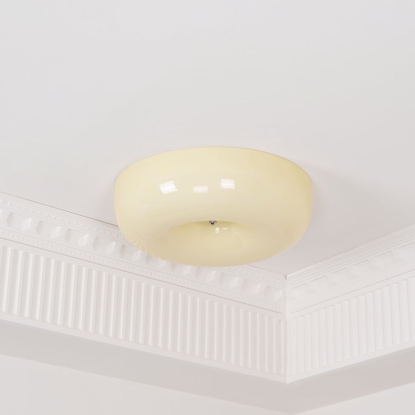 Soft White Glass Semi Flush Ceiling Light Fixture