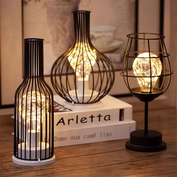 Warm LED Wine Glass Table Lamp Set