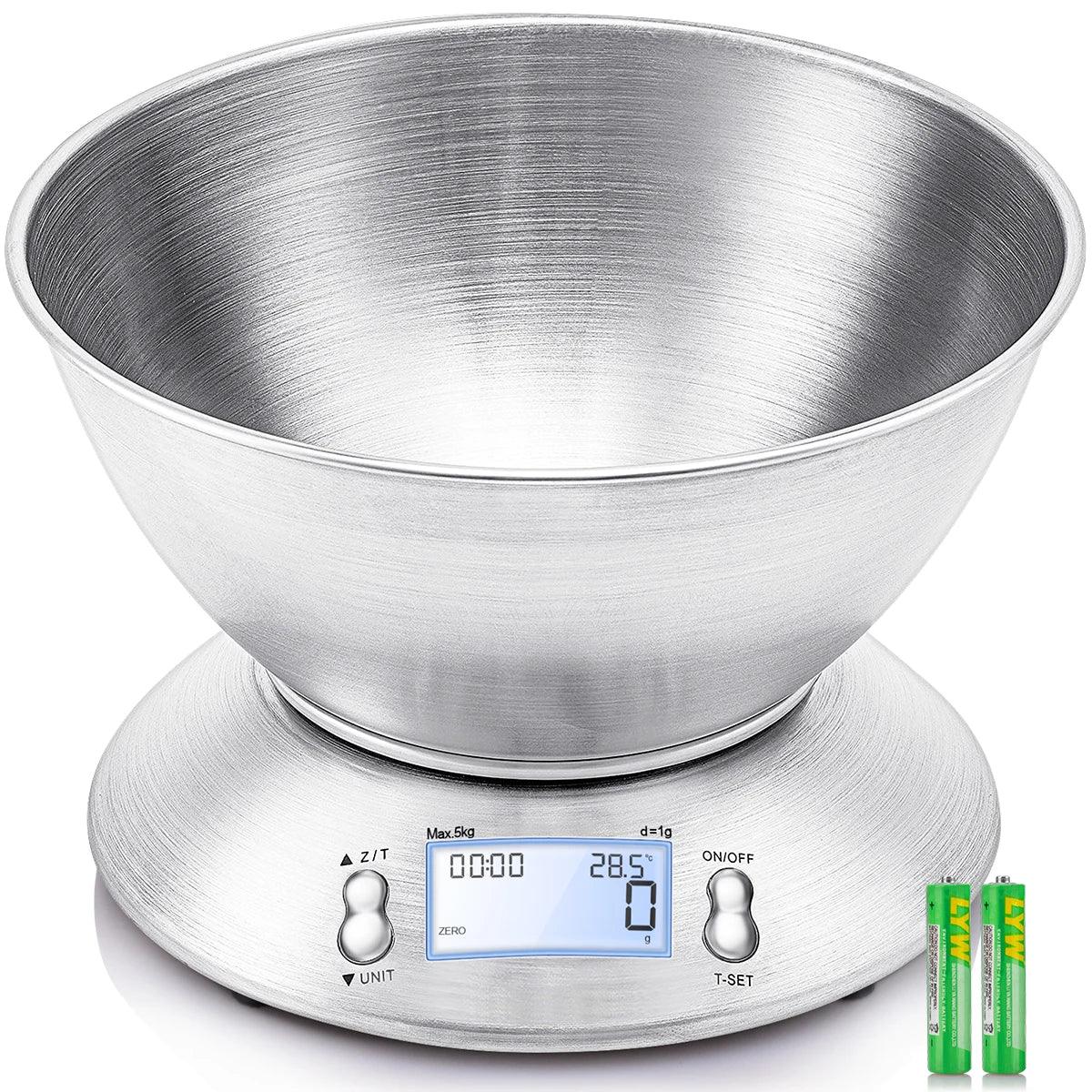 Accurate Digital Food Scale with Timer and Bowl