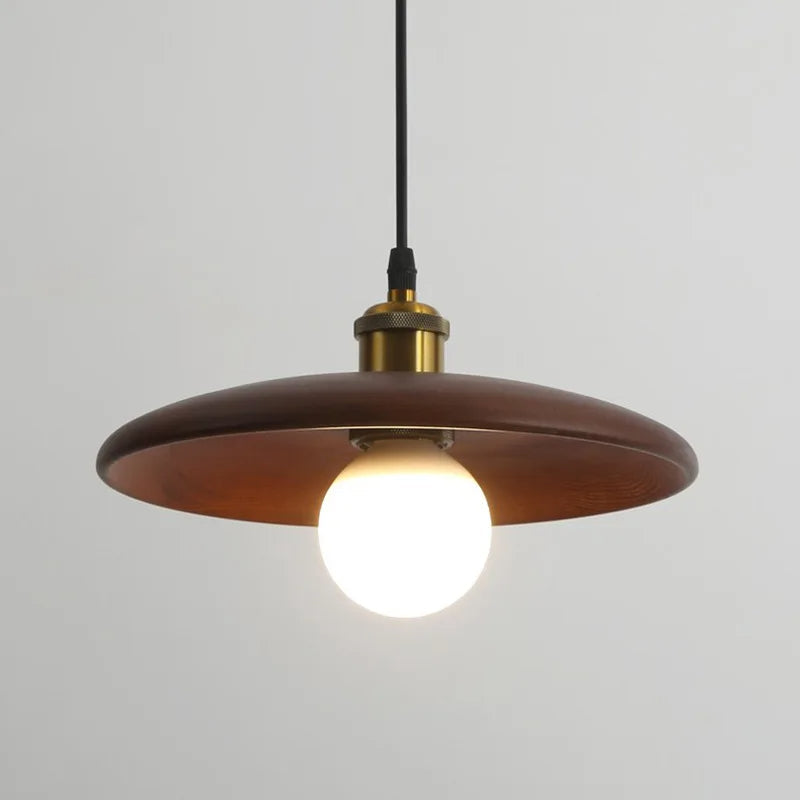 Nordic Wood Pendant Light LED Glass Ceiling Fixture