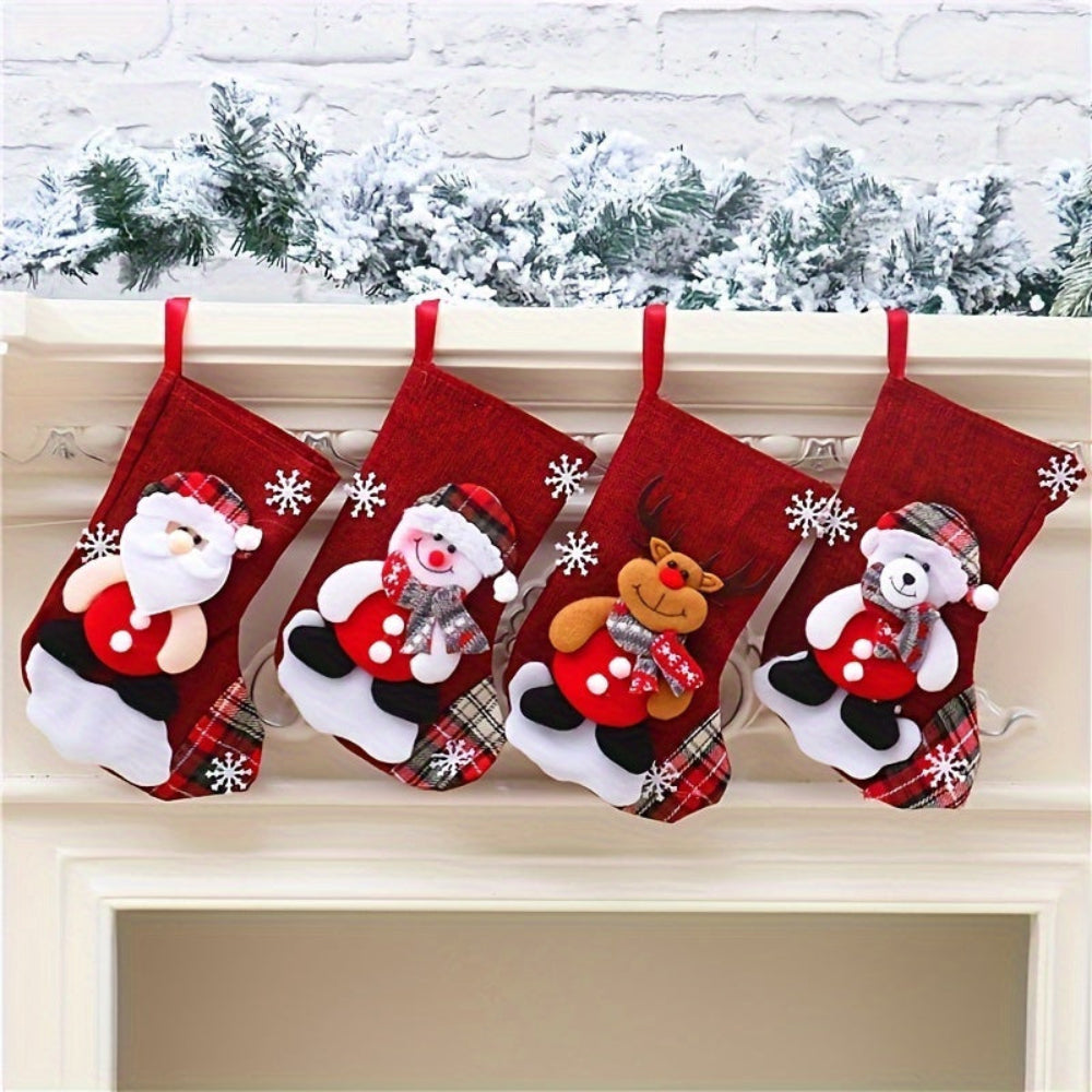 FestiveCharm | Delightful Red Christmas Stockings Set for Holiday Decor 5